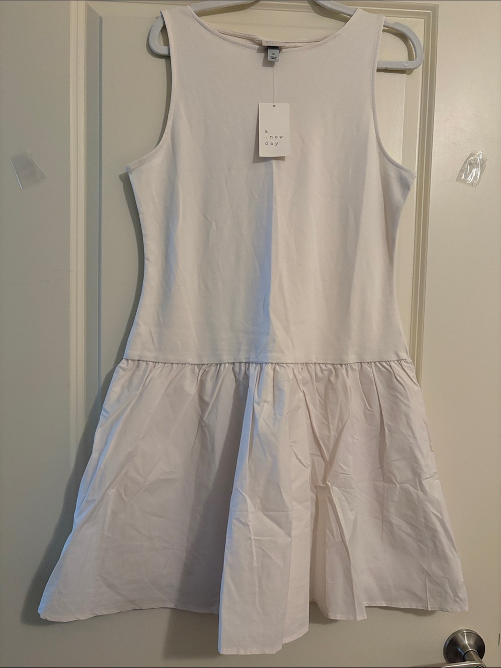 NWT Women’s A New Day Women's Drop Waist Mini Dress Cream Color Size Medium